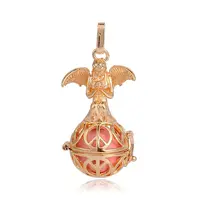 Golden Plated Brass Hollow Round Cage Pendants