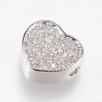 Brass Micro Pave Cubic Zirconia Beads