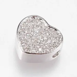 Brass Micro Pave Cubic Zirconia Beads