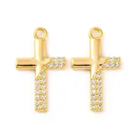 Brass Micro Pave Clear Cubic Zirconia Pendants