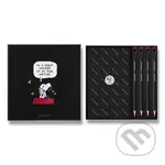 Moleskine - set Peanuts (čierny v krabičke - zápisník a grafitové ceruzky Blackwing (4 ks))