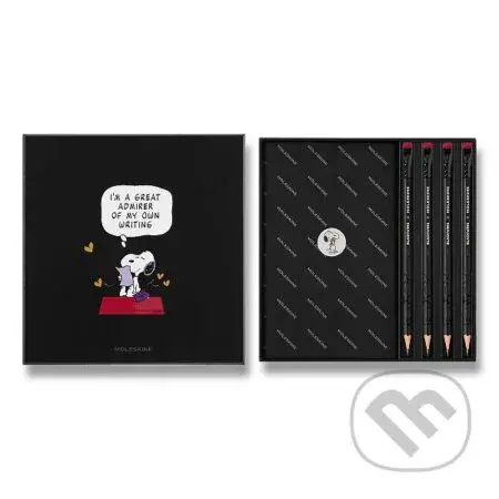Moleskine - set Peanuts (čierny v krabičke - zápisník a grafitové ceruzky Blackwing (4 ks))
