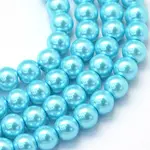 Baking Painted Pearlized Glass Pearl Round Bead Strands