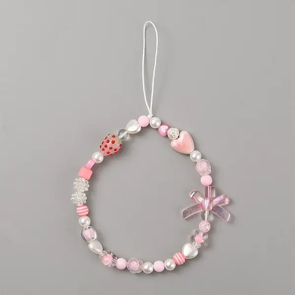 Resin Beaded Mobile Phone Lanyard Wrist Strap
