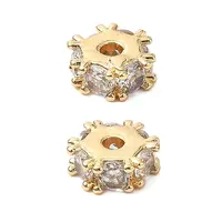 Brass Micro Pave Cubic Zirconia Beads