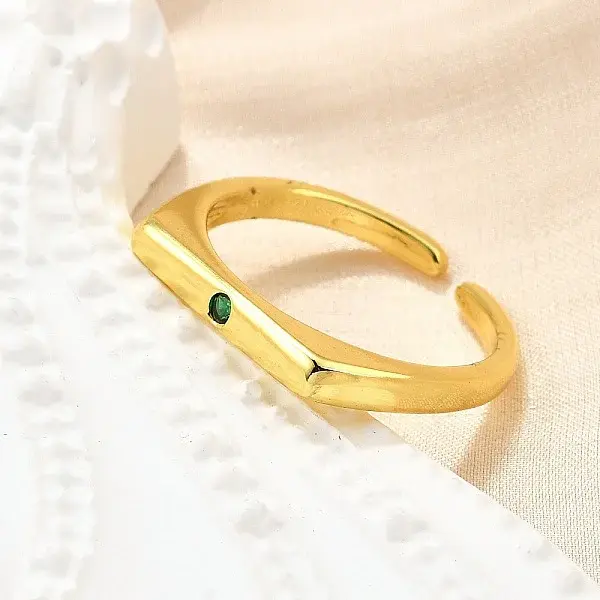 Brass Micro Pave Cubic Zirconia Cuff Rings for Women