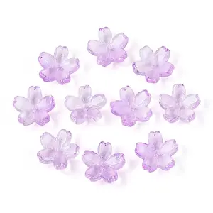 Baking Painted Transparent Glass Bead Caps