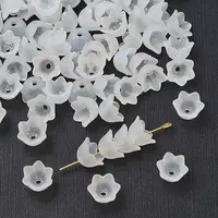 Chunky Clear Transparent Frosted Tulip Flower Acrylic Bead Caps