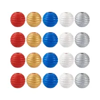50Pcs 5 Styles Painted Natural Wood Beehive European Beads
