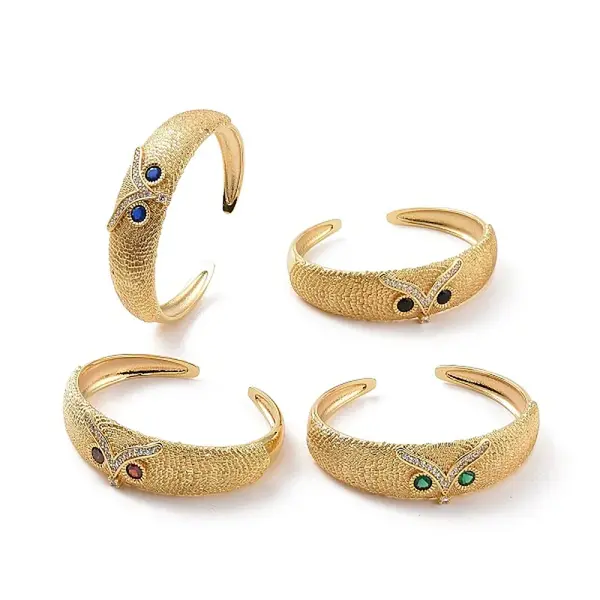 Cubic Zirconia Owl Open Cuff Bangle