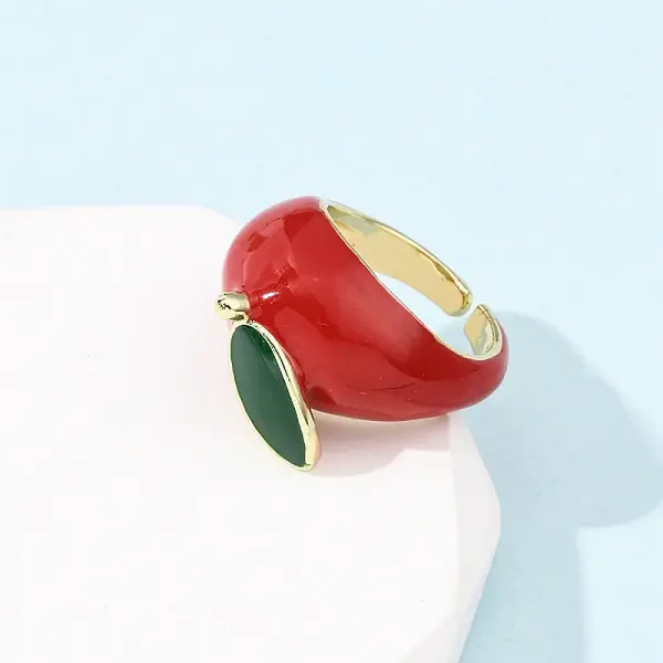 Brass Enamel Cuff Rings for Women