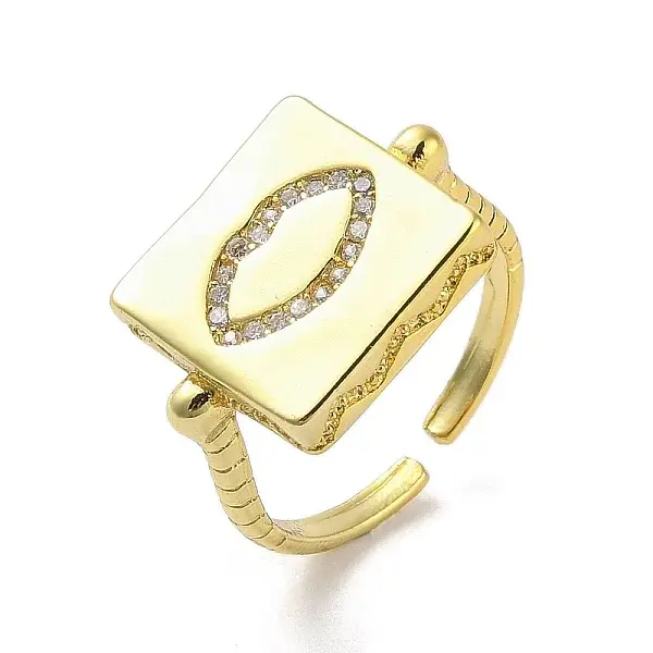 Brass Micro Pave Cubic Zirconia Cuff Rings