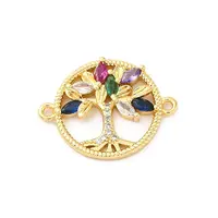 Brass Micro Pave Cubic Zirconia Connector Charms