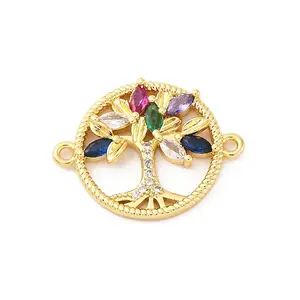 Brass Micro Pave Cubic Zirconia Connector Charms