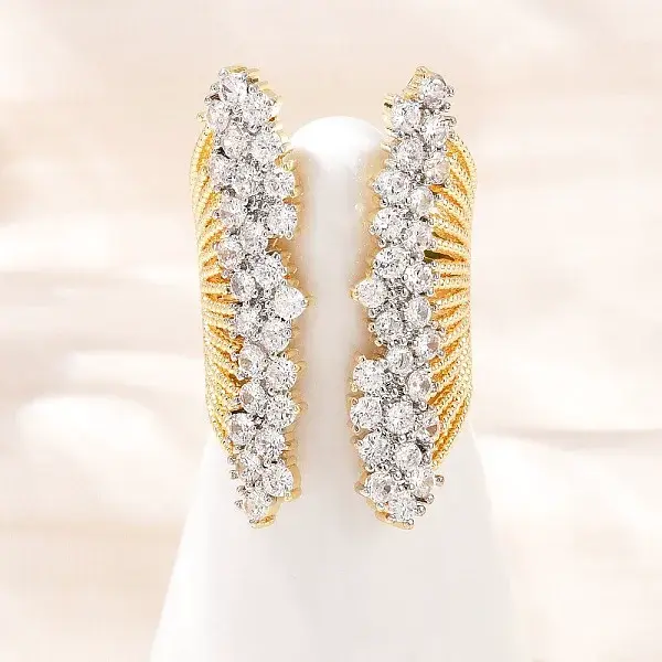 Brass Micro Pave Cubic Zirconia Cuff Rings