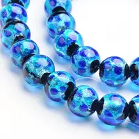 Glow in the Dark Luminous Style Handmade Silver Foil Glass Round Beads