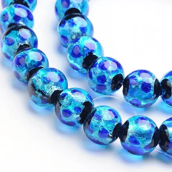 Glow in the Dark Luminous Style Handmade Silver Foil Glass Round Beads