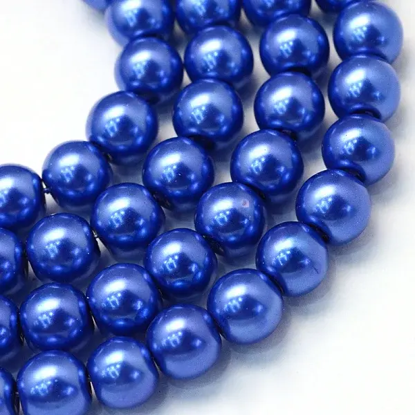 Baking Paint Pearlized Glass Pearl Round Bead Strands