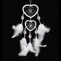 Heart Woven Web/Net with Feather Wall Hanging Decorations