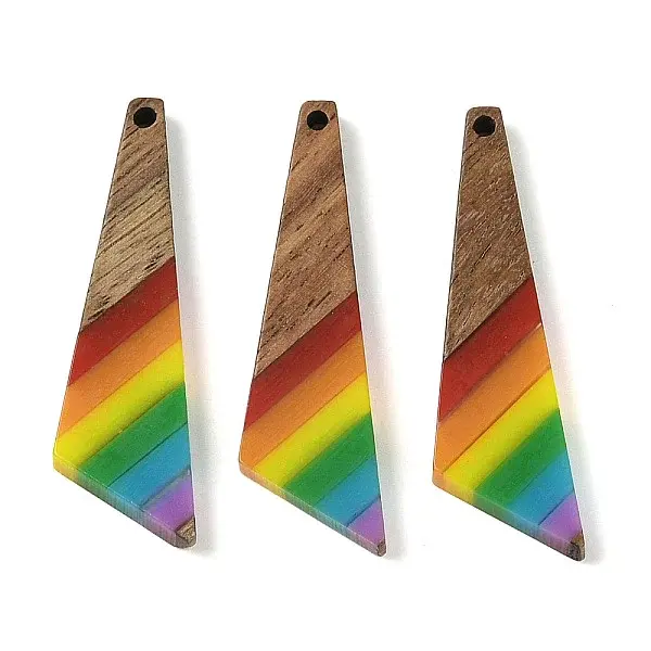 Pride Rainbow Theme Resin & Walnut Wood Pendants