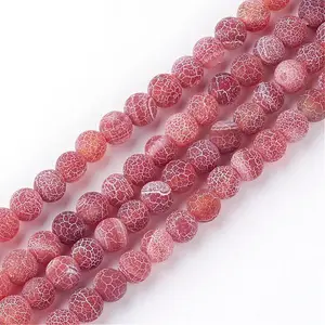 Natural Fire Crackle Agate Bead Strands