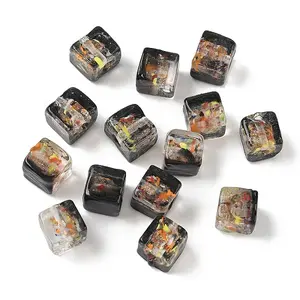 Baking Painted Handmade Gold Sand Lampwork Beads