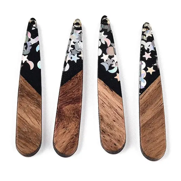 Opaque Resin & Walnut Wood Pendants