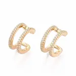 Brass Micro Pave Clear Cubic Zirconia Cuff Earrings
