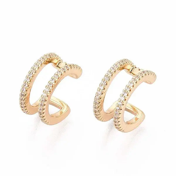 Brass Micro Pave Clear Cubic Zirconia Cuff Earrings