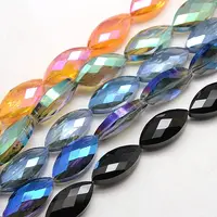 Faceted Electroplate Crystal Glass Horse Eye Beads Strands