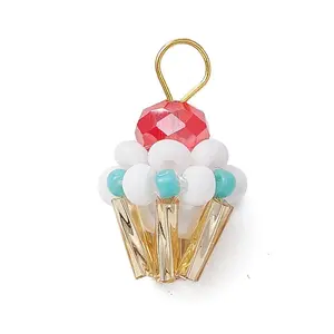 Glass Seed Beaded Cupcake Pendants