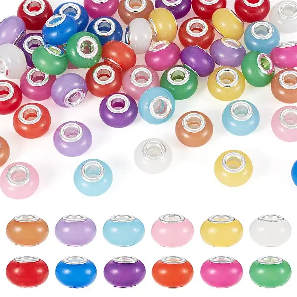 60Pcs 12 Colors Luminous Acrylic European Beads
