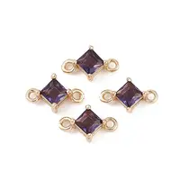 Brass Pave Glass Rhombus Links Connector Charms