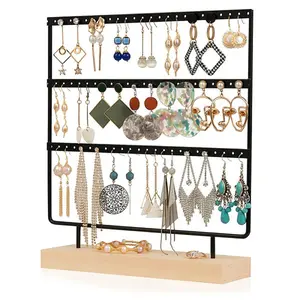 Triple Levels Rectangle Iron Earring Display Stand