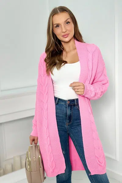 Cardigan sweater braid light pink