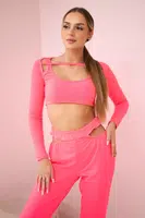 Complete with pink neon blouse top