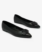 Resti Black women's pointed-toe ballerinas with Manixy nose embellishment