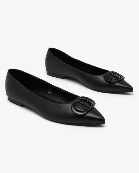 Resti Black women's pointed-toe ballerinas with Manixy nose embellishment