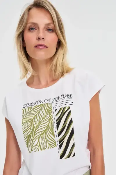 Marisse Cotton Blouse With Print, White