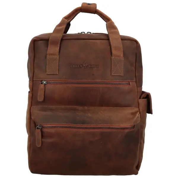 Pánský kožený batoh hnědý - Greenwood Rufus