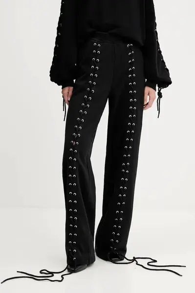 Bavlněné tepláky Rotate dámské, černá barva, 114389100