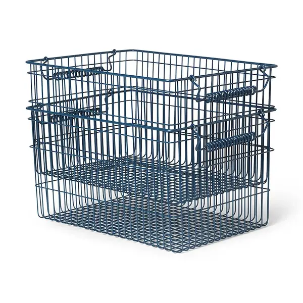 Úložný koš ferm LIVING Cala 2-pack tmavomodrá barva