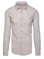 Koszula męska w drobny prążek z długim rękawem beżowa Dstreet