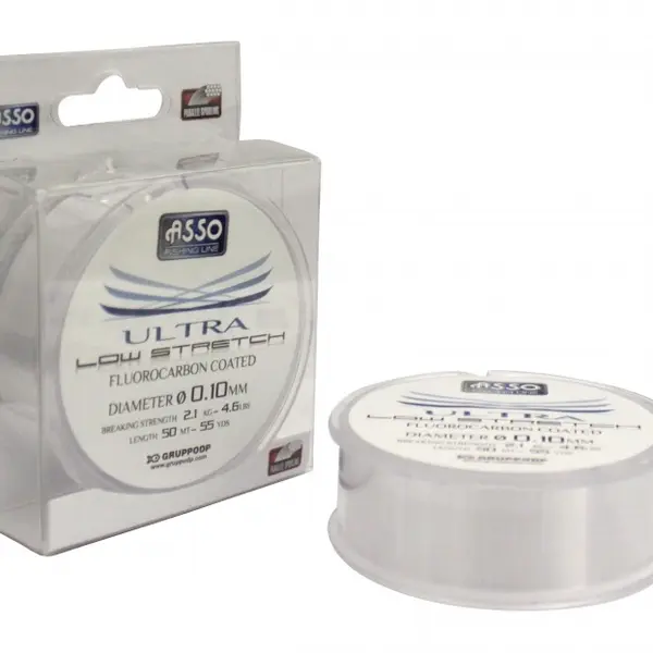Asso vlasec ultra low stretch 50 m čirá-průměr 0,20 mm / nosnost 8,6 kg