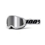 Motokrosové brýle 100% Strata 2 New Mirror Bílé, stříbrné plexi