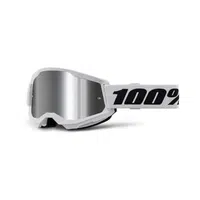Motokrosové brýle 100% Strata 2 New Mirror Bílé, stříbrné plexi