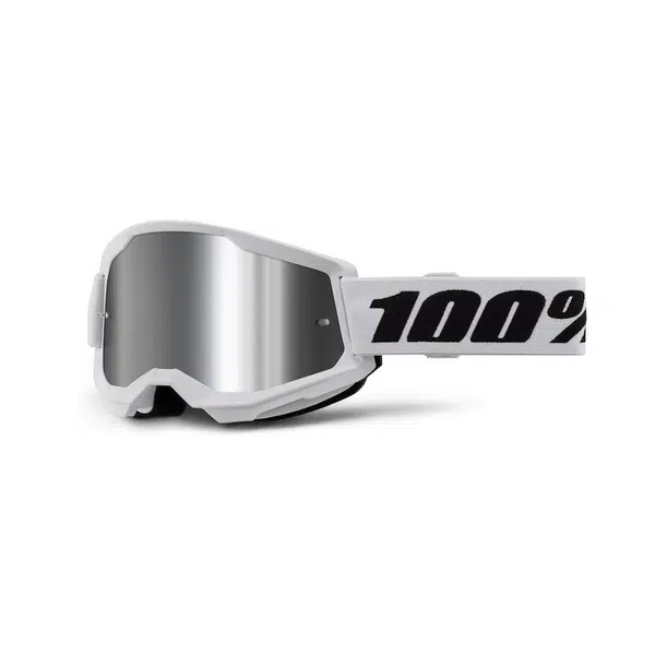 Motokrosové brýle 100% Strata 2 New Mirror Bílé, stříbrné plexi