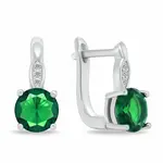 Brilio Silver Luxusní stříbrné náušnice se zelenými zirkony EA548WG