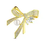 JwL Luxury Pearls Luxusní dámská brož s perlou a zirkony Mašle JL0868