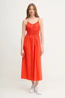 Bavlněné šaty Tommy Hilfiger oranžová barva, midi, WW0WW45800
